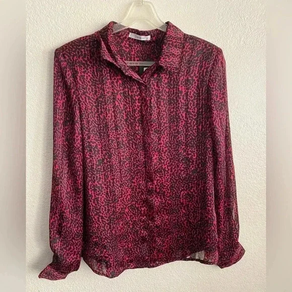 🆕Q2 Wine Red Dalmatian Print Shirt L🆕 - Picture 2 of 14